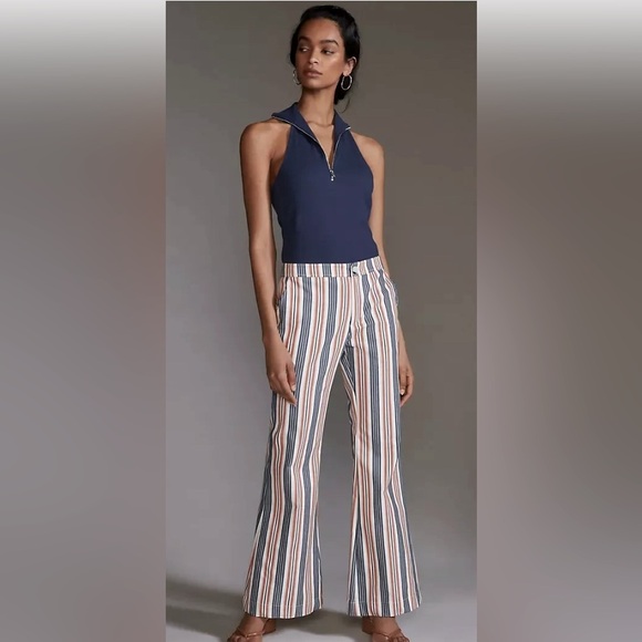 Anthropologie Pants - Anthropologie Low-Rise Striped Flare Pants